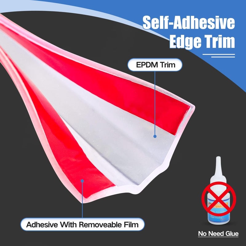 Protalwell Clear Rubber Edge Trim, Self-Adhesive Clear Rubber Edge Trim, Edge Protector for Sheet Metal, Glasses or Flexi Glasses, Silicone Rubber Material, White Color, Fit 3/32"(2mm), U Channel Edge Guard - Image 4